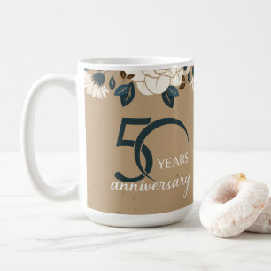 Taza De Café Aniversario del 50° Boda de la floral rústica