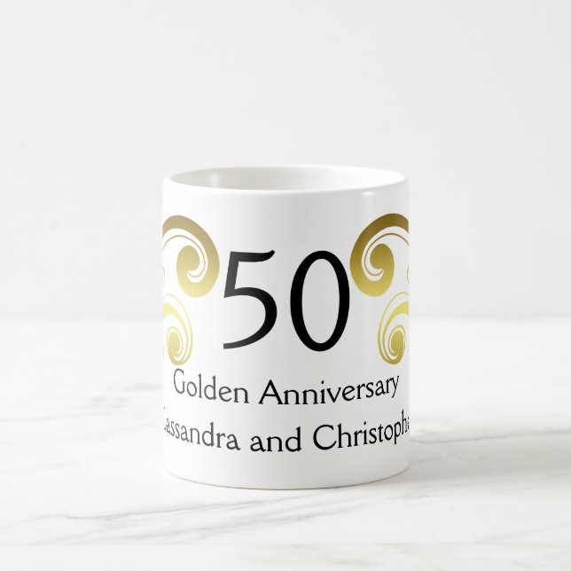 Taza De Café Aniversario del boda de oro de torres victorianos (Centro)