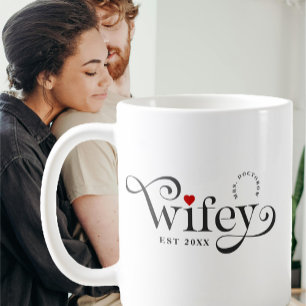 Taza De Café Aniversario del Boda de tipografía elegante de Wif