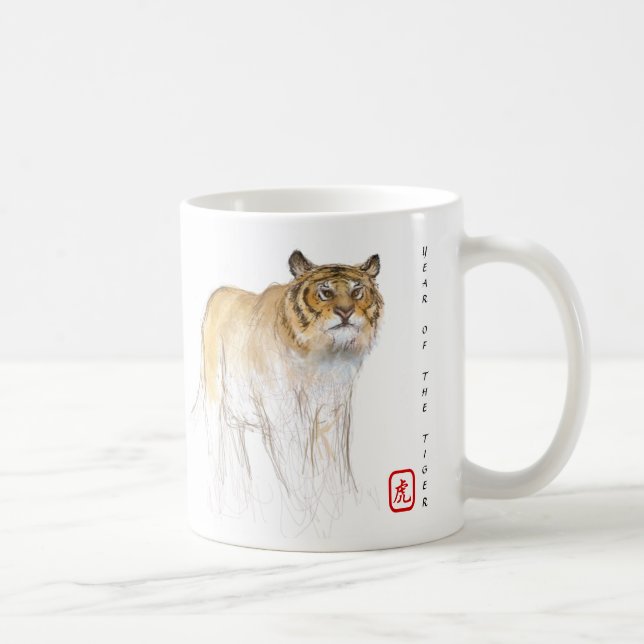 Taza De Café Aniversario del nacimiento del año del tigre chino (Derecha)