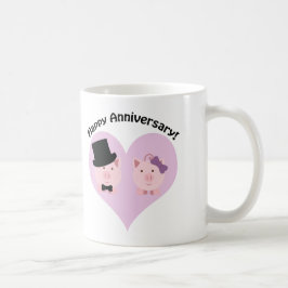 Taza De Café Aniversario feliz pareja de cerdos