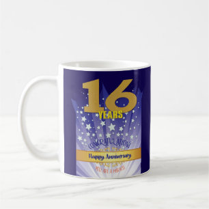 Taza De Café Aniversario número 16 de recuperación personal en