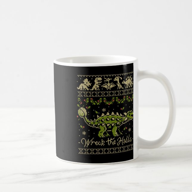 Taza De Café Ankylosaurus Dinosaur Christmas Sweater  (Derecha)