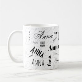 Taza de café Anna nombre personalizado negro blanc
