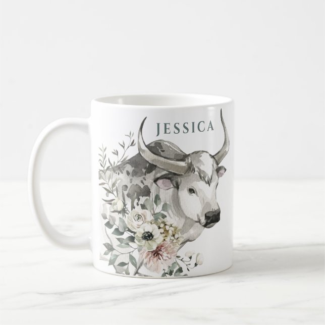 Taza De Café Año acuarela del ox | Año Nuevo Chino (Izquierda)