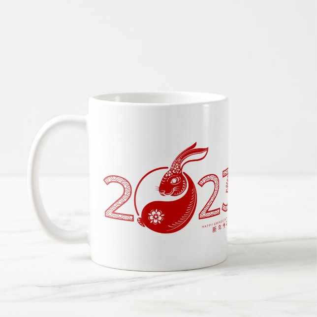 Taza De Café Año de Conejo Chino 2023, ornamental (Izquierda)