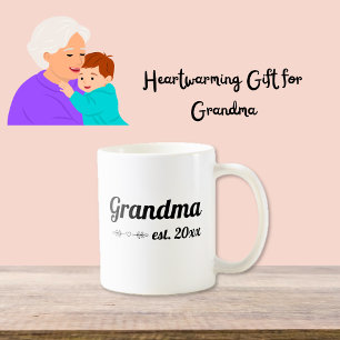 Taza De Café Año de creación de la abuela con escritura a mano