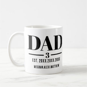 Taza De Café Año de Est. Papá Nombre Número Fuente Negrita