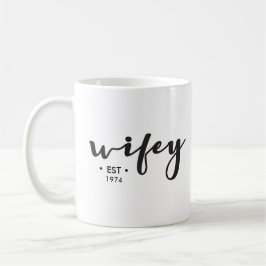 Taza De Café Año de establecimiento personalizado aquí Wifey