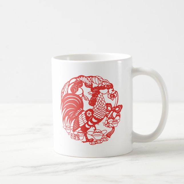 Taza De Café Año de gallo de papel chino ZodiacCumpleaños Mg2 (Derecha)