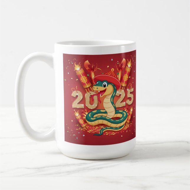 Taza De Café Año de la Serpiente 2025 serpiente de madera (Izquierda)