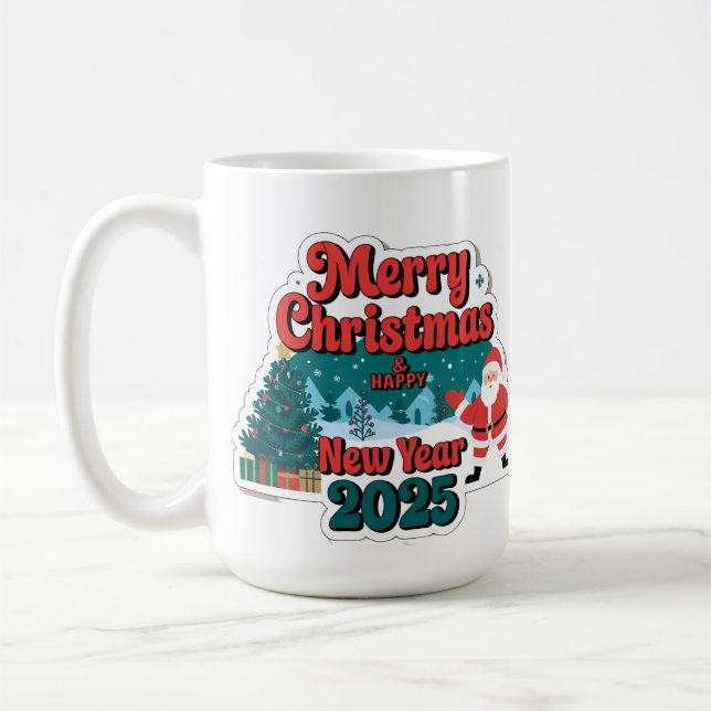 Taza De Café Año de Salud: Feliz Navidad y Feliz Año Nuevo (Izquierda)