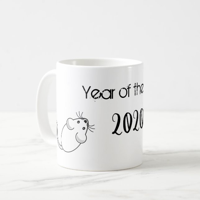 Taza De Café Año del ratón Rat 2020 con texto (Anverso izquierdo)