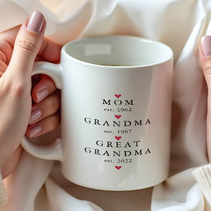 Taza De Café Año Est. de Mamá Abuela Bisabuela