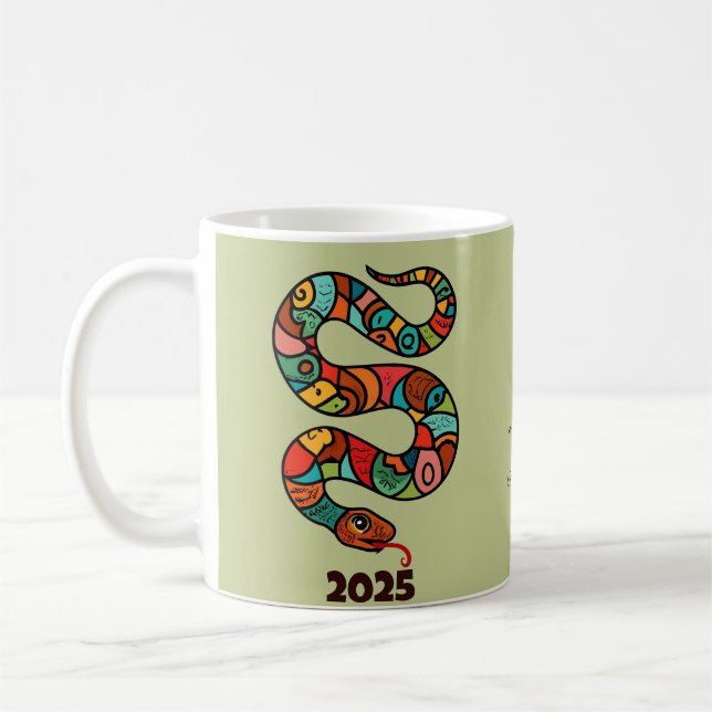 Taza De Café Año Nuevo Chino De La Serpiente Madera 2025 (Izquierda)
