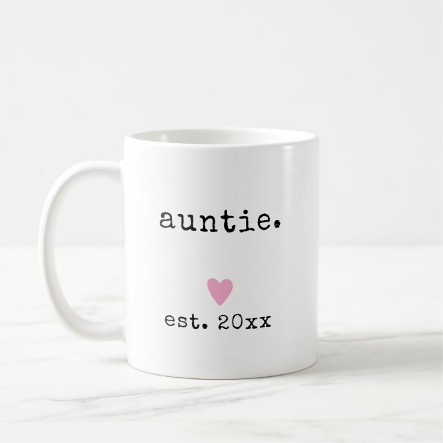 Taza De Café Año nuevo de la tía simple Personalizado del coraz (Izquierda)