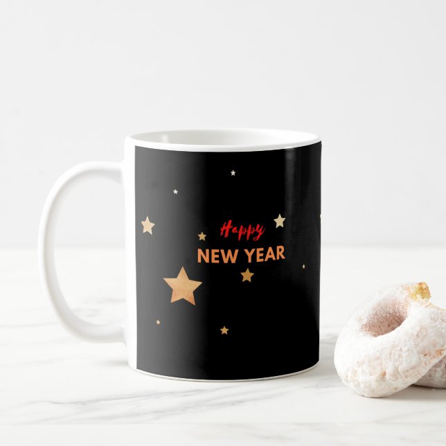 Taza De Café año nuevo feliz (Con donut)