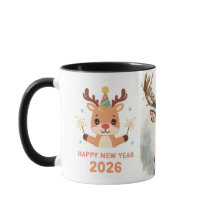 taza de café año nuevo feliz 2026 ciervo festivo l