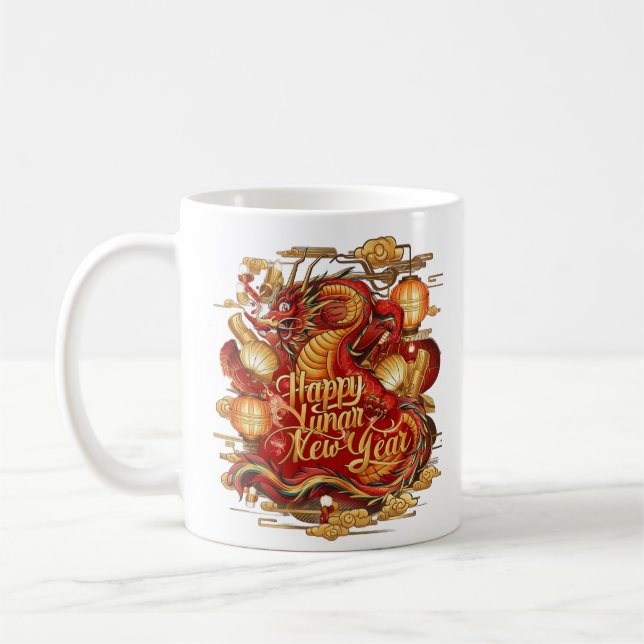 Taza De Café Año Nuevo lunar chino 2025 - Año del dragón (Izquierda)