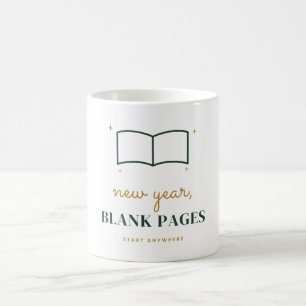 Taza De Café Año Nuevo Páginas en Blanco Tipografía Fresca Café