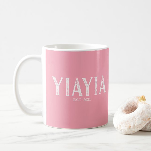 Taza De Café Año Yia Rosa Establecido (Con donut)