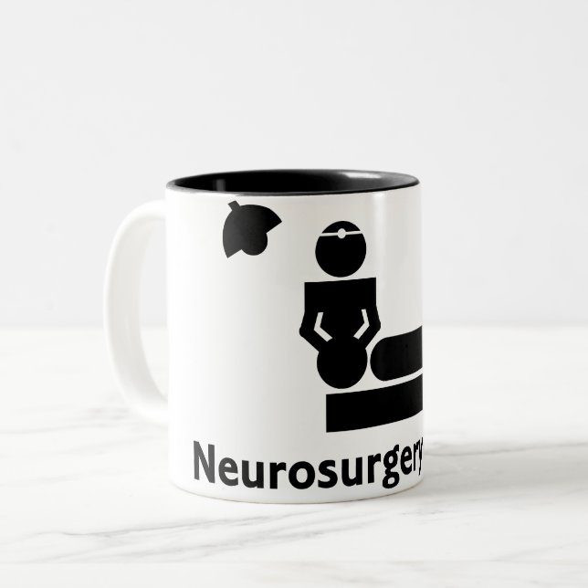 Taza de café anormal de la neurocirugía (blanco y (Anverso izquierdo)