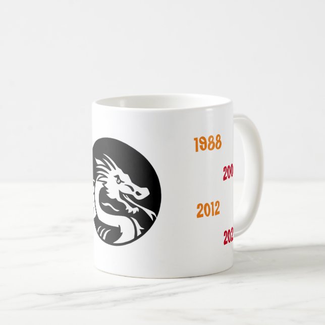 Taza De Café Años chinos del dragón 1940 a 2024 (Anverso derecho)