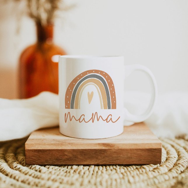 Taza De Café ANSLEY Boho quemó Naranja corazón arcoiris mamá (Subido por el creador)