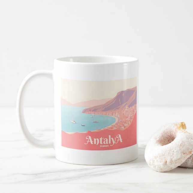 Taza De Café Antalya Turkey Pastel Travel (Con donut)