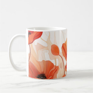 Taza De Café Antecedentes adornos rojos y pintura naranja