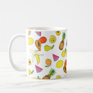 Taza De Café Antecedentes con frutas jugosas. Patata de fruta s
