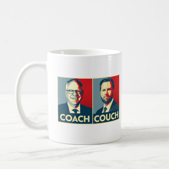 Taza De Café Anti Trump Vance - entrenador vs. sofá (Izquierda)