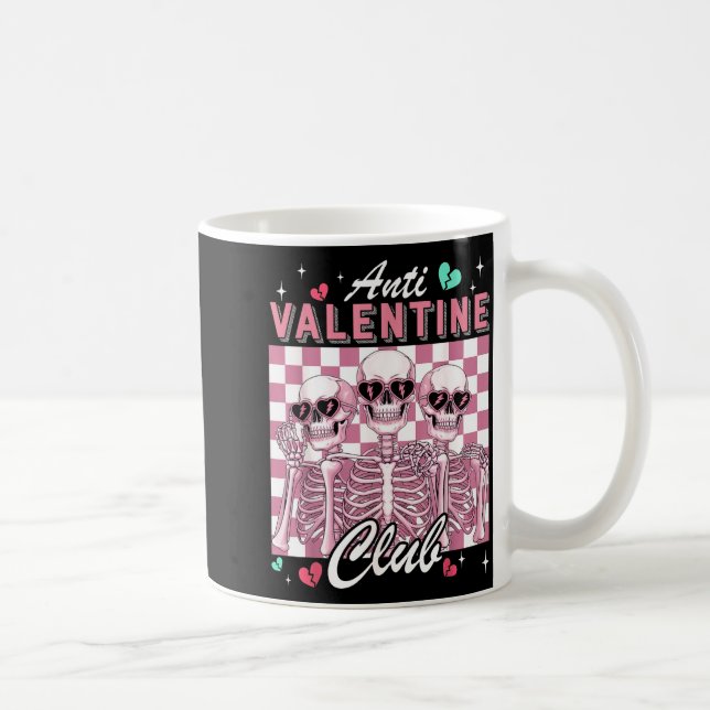 Taza De Café Anti Valentine Club Skeleton Funny Single Valentin (Derecha)