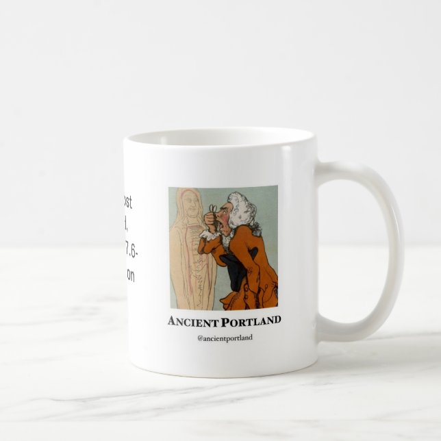 Taza de café antigua de Portland: La virtud es (Derecha)