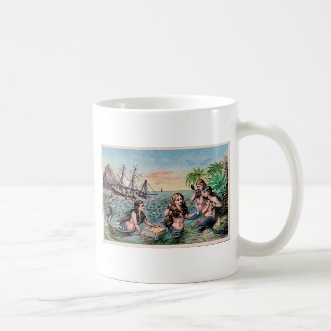 Taza De Café Antigüedad de Sirena Mágica Océano Náutico (Derecha)