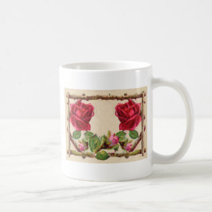 Taza De Café Antigüedad victoriana antigua rosa rústica