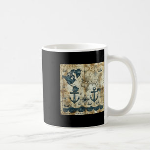 Taza De Café Antiguo Ancla de Barco de Vela Pirata Náutico Vint