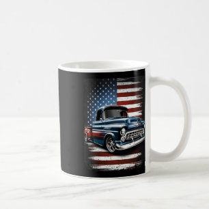 Taza De Café Antiguo Camión De Recogida Bandera Estadounidense 