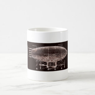 Taza De Café Antiguo diseño de la aeronave francesa Steampunk