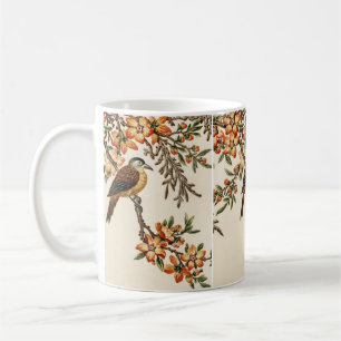 Taza De Café Antiguo Flor y Pájaro Chino, Jardín Vintage