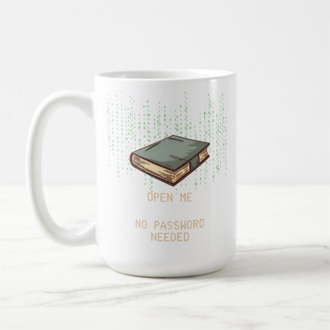 Taza De Café Antiguo libro con código binario citado para Tech  (Izquierda)