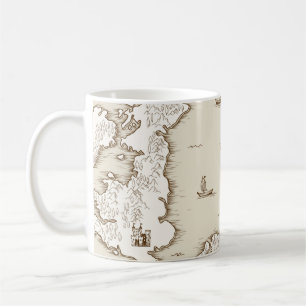 Taza De Café Antiguo mapa del Mar del Norte, Gran Bretaña y Esc