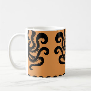 Taza De Café Antiguo pulpo griego, patrón de onda