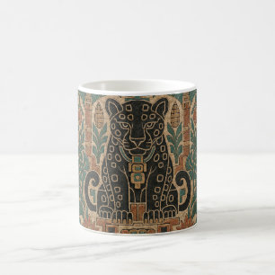 Taza De Café Antiguo relieve de piedra con jaguar de la selva