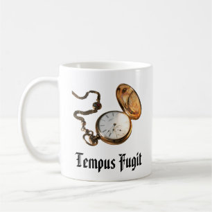 Taza De Café Antiguo reloj de bolsillo Tempus Fugit Mug