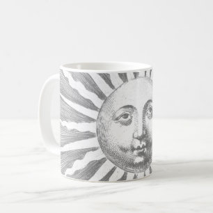 Taza De Café Antiguo Vintage Black Sun Face