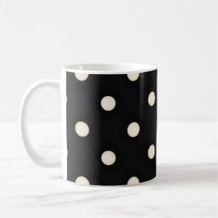 Taza De Café Antiguos puntos de Polka Blanco en negro