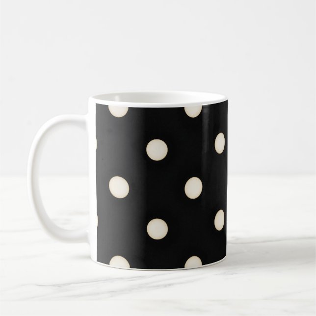 Taza De Café Antiguos puntos de Polka Blanco en negro (Izquierda)