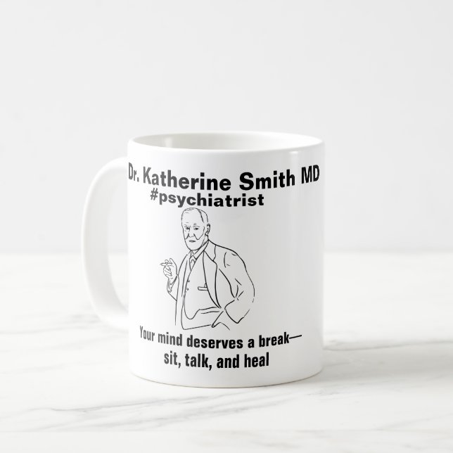 Taza De Café ANTISTRESS Freud Psychiatry Therapy Clinic Health (Anverso izquierdo)