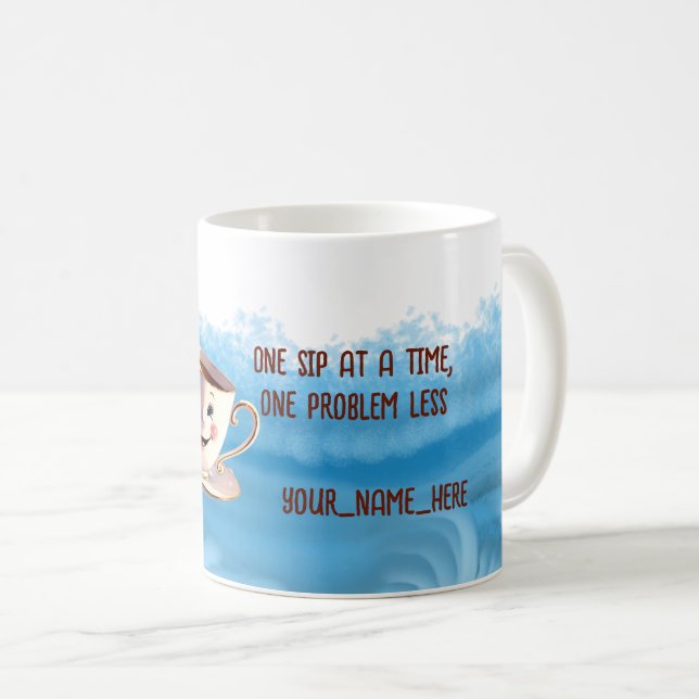 TAZA DE CAFÉ ANTISTRESS SIPPING SERENITY CALM HAPPINESS (Anverso derecho)